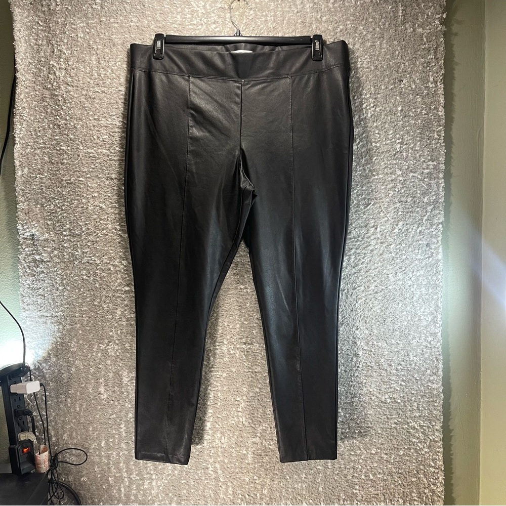 Old Navy Womens Stevie High Rise Black Faux Leather Pull On Pants XXL Gothic